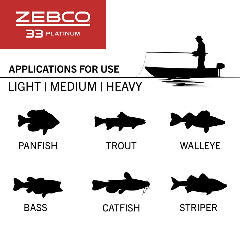 Zebco 33 Platinum Spincast Fishing Reel, Size 30 Reel, Right or Left-Hand Retrieve, 4.7:1 Gear Ratio, Pre-spooled with 10 lb Zebco Cajun Line, Silver - Image 5